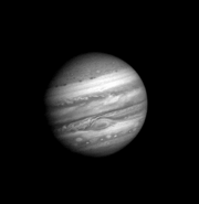 Mouvement de l'atmosphère de Jupiter (depuis une sonde Voyager).